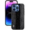 ABEEL For iPhone 16 Pro Case Crocodile Texture Genuine Cow Leather+TPU+PC Phone Cover