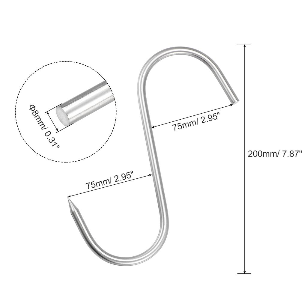 Meat Hanger Hook Stainless Steel S-Hook Baking Tools for Chicken Fish Beef Hanging Drying Smoking Home Storage 2Pcs
