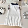 Летнее платье без рукавов для девочек 2025: Воротник ПОЛО, Стиль колледжа, Плиссированная юбка-жилет