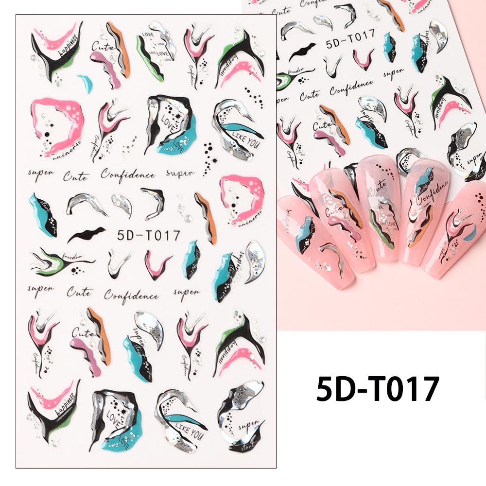 5D дизайн ногтей DIY маникюрный декор ползунки с рельефной гравировкой и тиснением наклейки для ногтей наклейка для дизайна ногтей