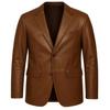 Genuine Lambskin Stylish Leather Handmade Formal Soft Men's Blazer Brown Pure