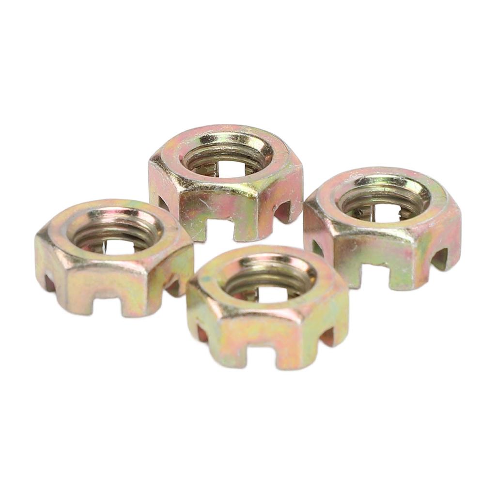 4PCS M10 Hex Slotted Nuts Steel Alloy Zinc Plating Wheel Alxe Hub Castle Nut for 50 To 100cc Quad Dirt Bike ATV Go Kart