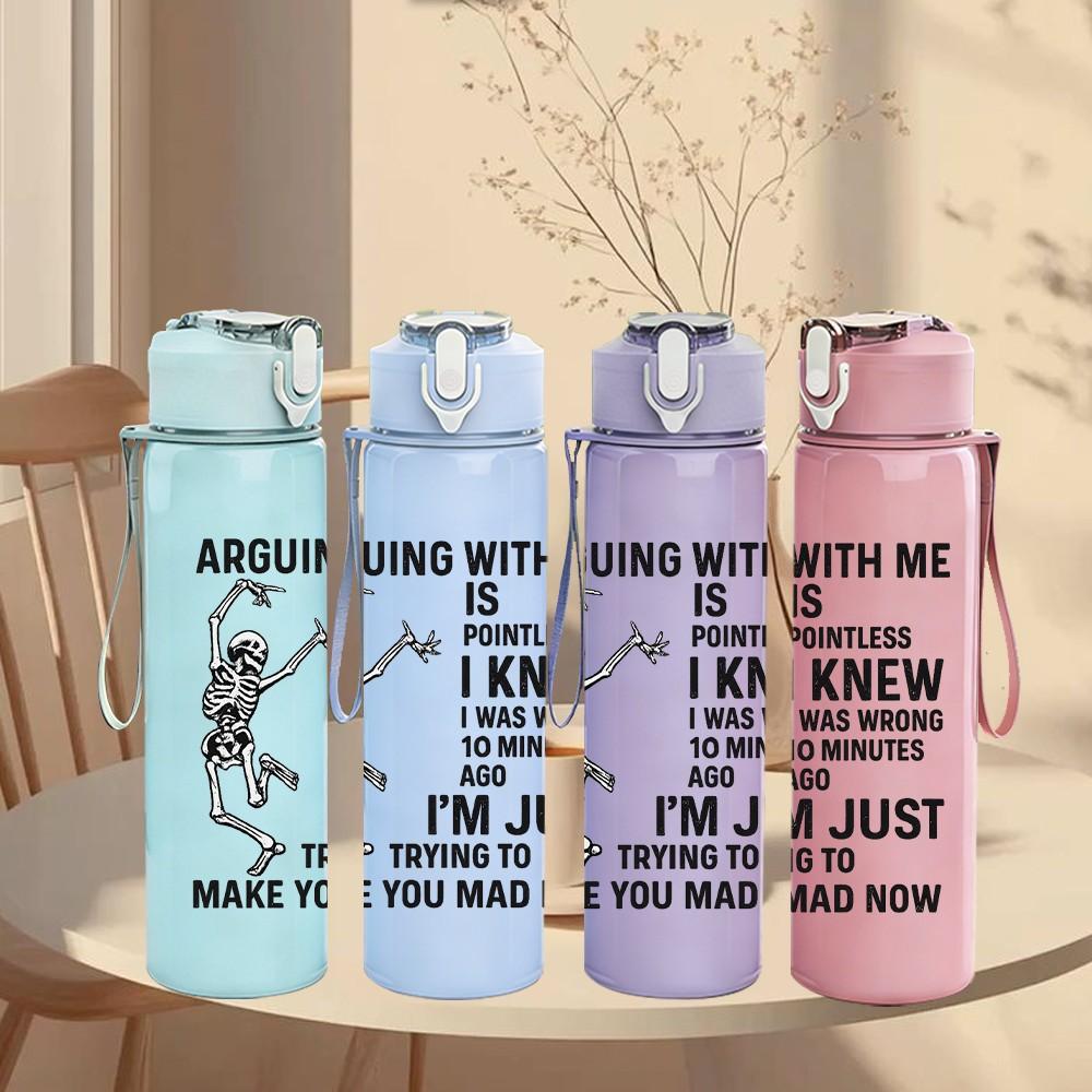 1PC Adopting With Me Cat Quote Print 750ml Color Plastic Sports Water Bottle Leakproof Flip Straw Lid Suitable for Sports Office Home Use