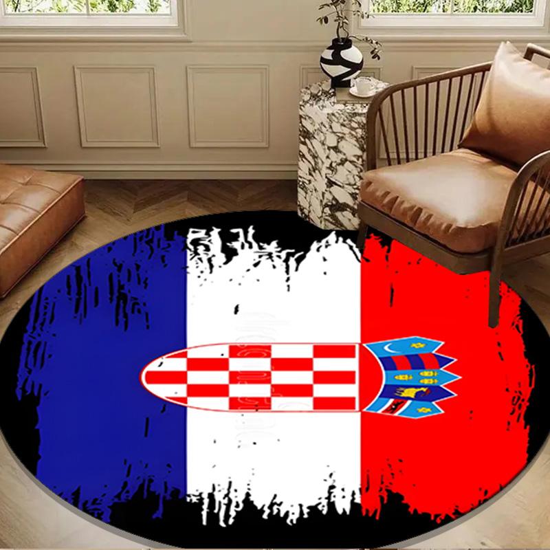 Croatian Football Pride Round mat, Anti-slip Circle Carpet Chair rug For livingroom,Bedroom, doormat home decor Gift Christmas Gifts