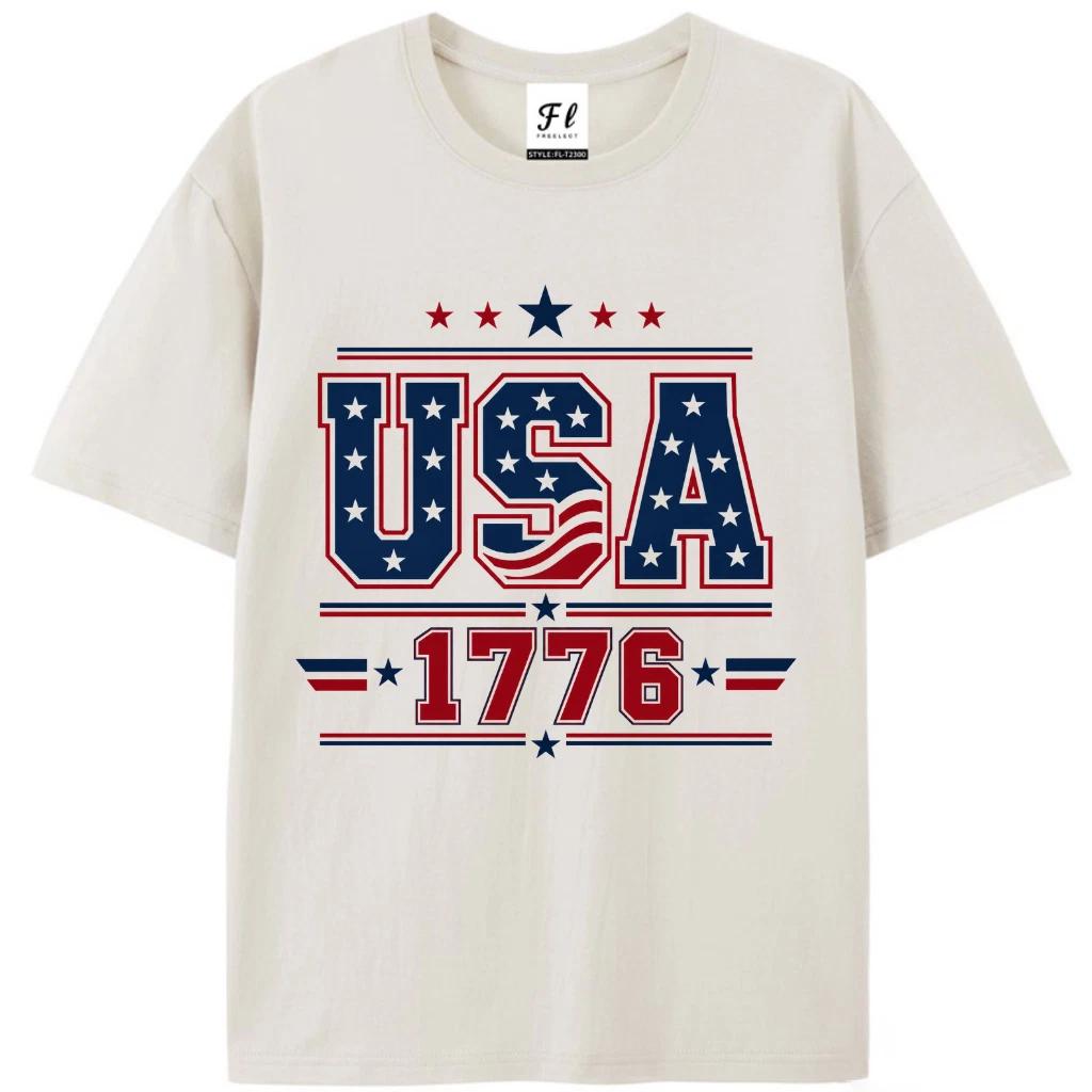 Patriotic 4th Of July Shirt USA 1776 Stars Stripes Women T-Shirt Pastel 70s