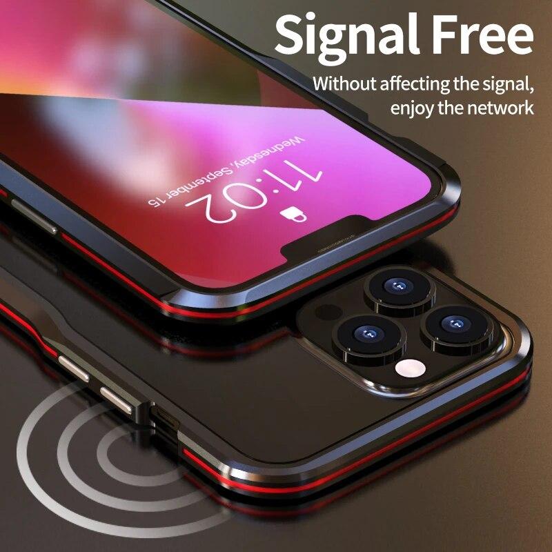 Для IPhone 15 Pro Max 12 11 Pro Max 13 Mini SE2 7 8 Plus XR X XS MAX Противоударная броня, металлический каркас, бампер, необычная алюминиевая крышка корпуса
