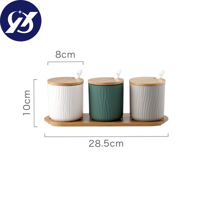 Nordic Ceramic Spice Rack Seasoning Jar Kitchen Salt Pepper Storage Bottle with Cover and Spoon Set Creative Simple Condiment