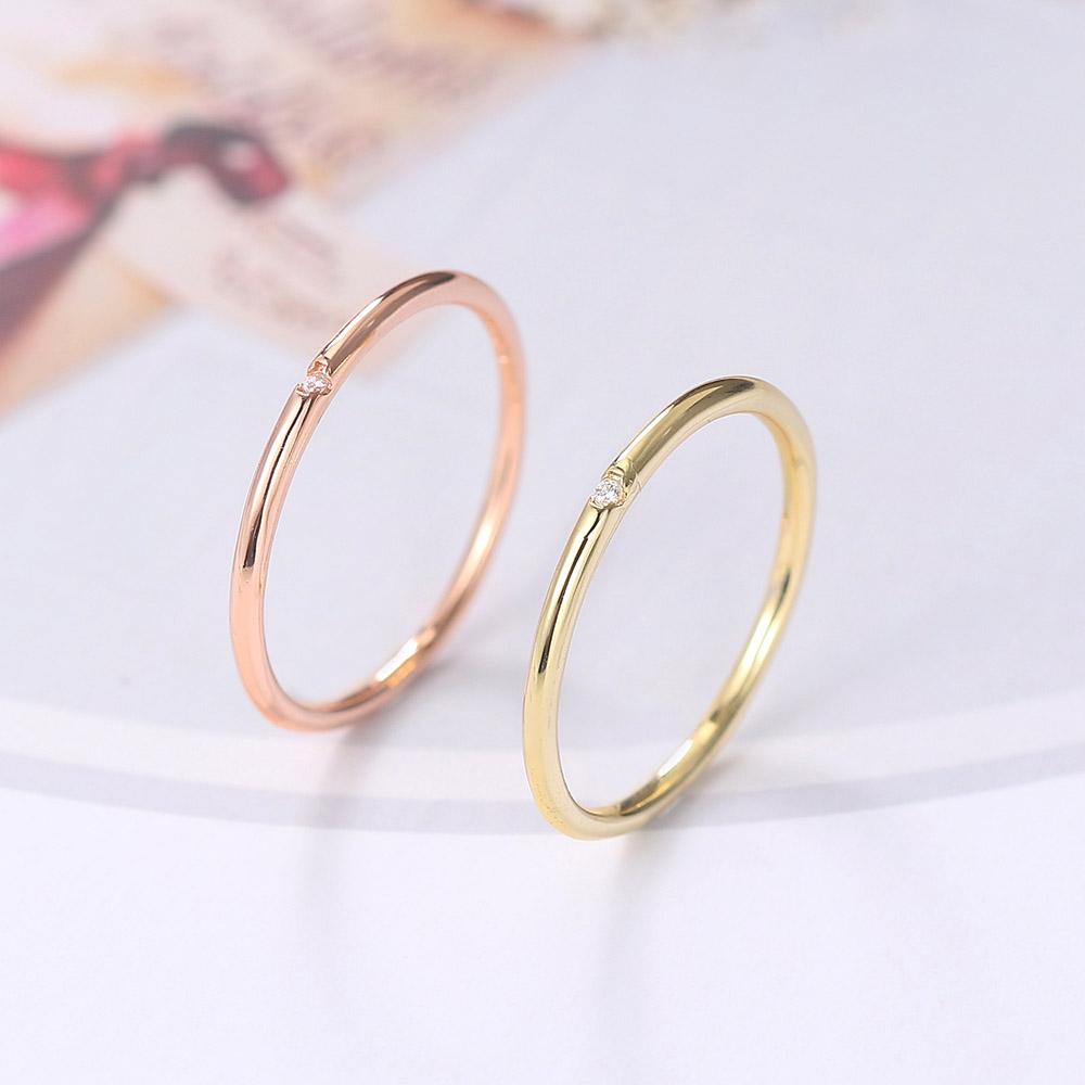 Minimal Zircon Simple Tiny Rings For Women 1mm Full Round Minimalist Thin Dainty Stacking Ring Fashion Jewelry Items KCR101