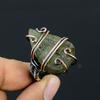 Natural Moss Prehnite Gemstone Handmade Copper Wire Wrap Ring Size 6.5 F0d03