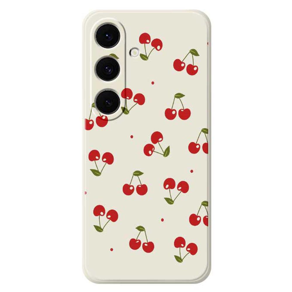 For Samsung Galaxy S25 FE Case Cherry Pattern Printing Straight Edge TPU Phone Back Cover