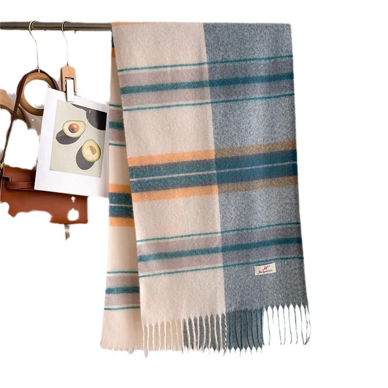 Stripe Color Matching Gradual Change Stripe Warm Shawl Scarf Imitation Cashmere Unisex Versatile Fringed Scarf