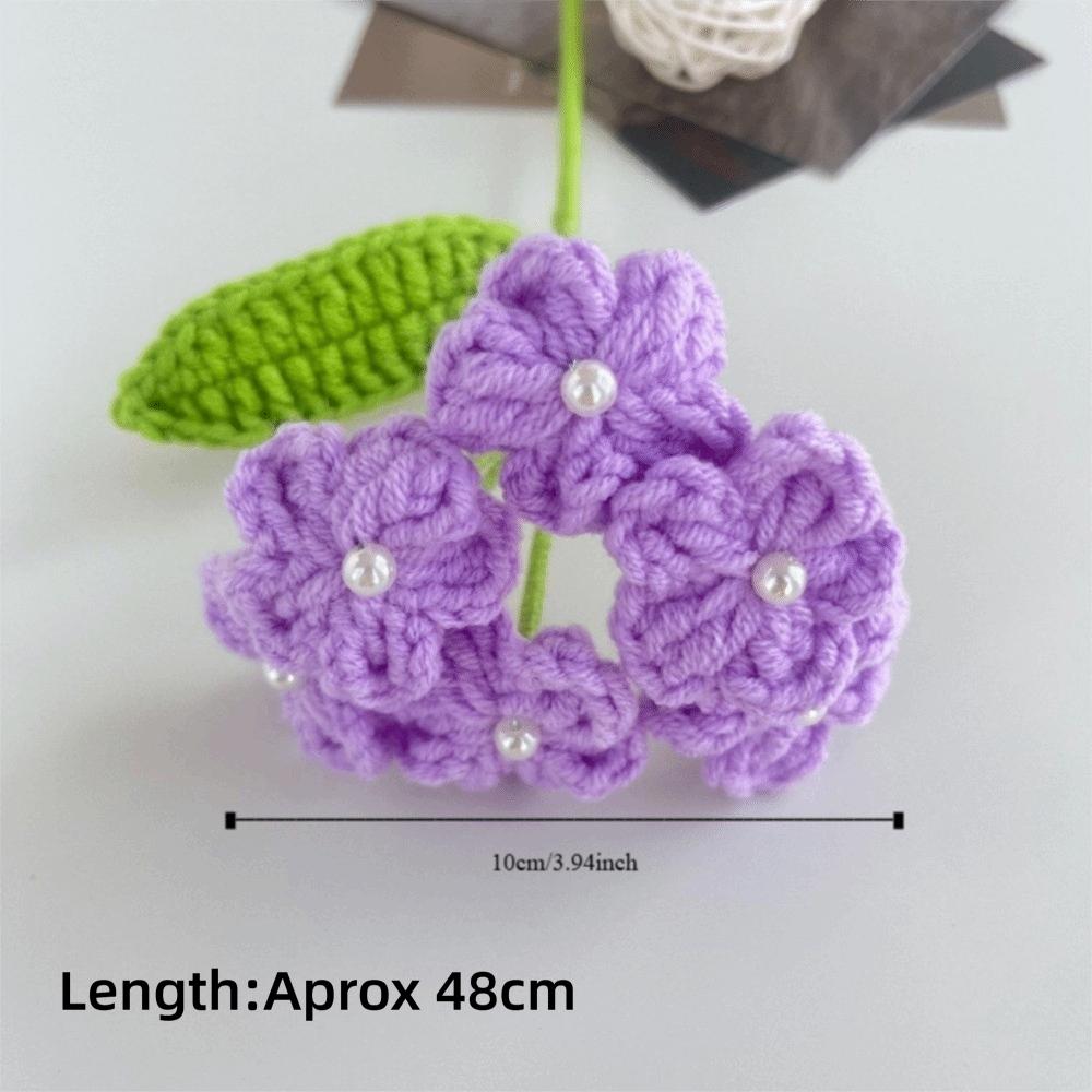 a Bundle of 6 Flowers Crochet Flowers Artificial Knit Fake Flowers Creative Handmade Bouquet  Gift
