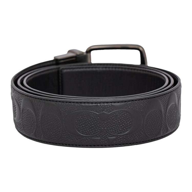COACH Wide Signature Reversible Leather Belt Black (Unisex) Leather Belts F55157 BLK