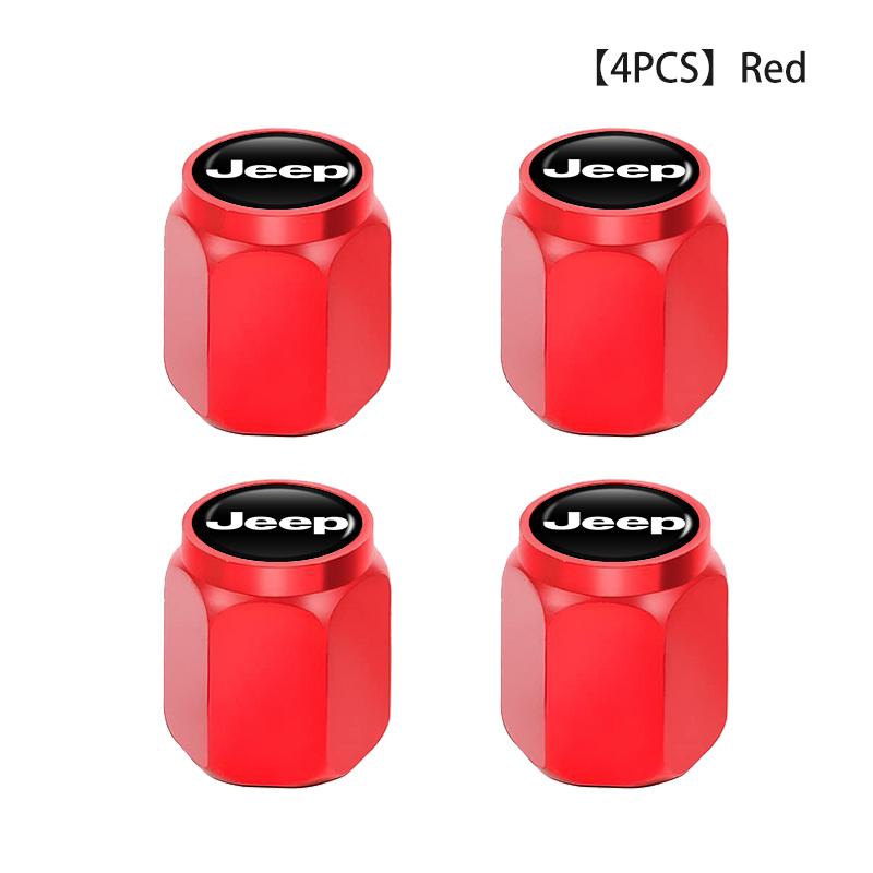 For Jeep 4PCS Car Logo Metal Wheel Tire Valve cover Cap Auto Styling Accessories Cherokee Patriot Liberty Wrangler JK JL
