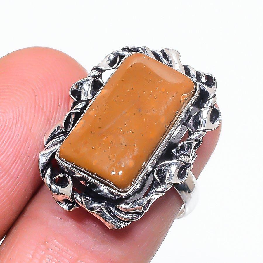Natural Mookaite Gemstone Handmade 925 Sterling Silver Jewelry Ring Size 7 a5J72