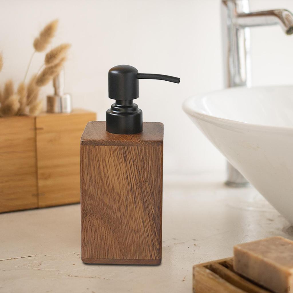 Dish Soap Pump Lotion Dispenser Empty for Shampoo Apartment Walnut Wood Simple Styles Modern