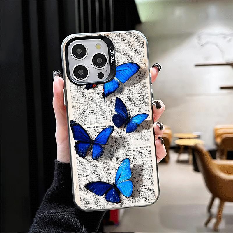 Синяя бабочка Эстетика Ударопрочный чехол для телефона для iPhone 17 Air 16 16E 15 Pro Max 14 Plus 13 Mini 12 Задняя крышка Анти-падение Fund