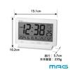 MAG Настольные часы Цифровые радиочасы Программируемый звонок 4 раза Свободная настройка Переключатель громкости Термометр Гигрометр Температура и гигрометр Календарь Подсветка