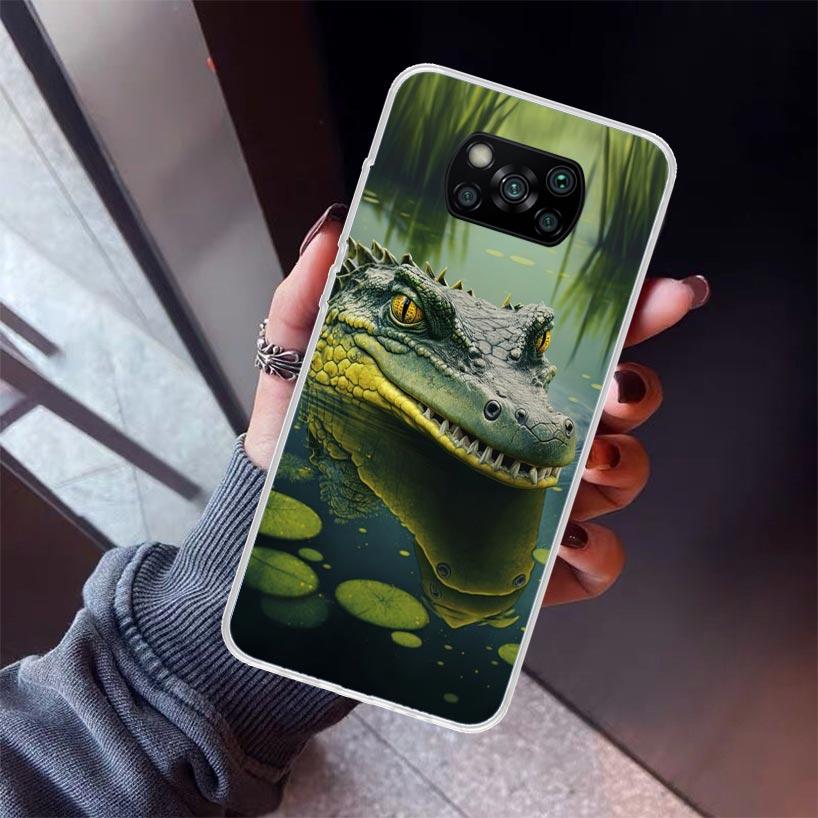 Crocodile Animal Phone Case For Xiaomi Poco X5 X6 X7 Pro F7 Ultra M7 Redmi 15C 15 13C 13 12C 12 10 10C 10A 9 9C 9T 9A Cover Poco
