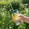 0.5L Eco Bottle Transparent With Lid And Straw For Drinks