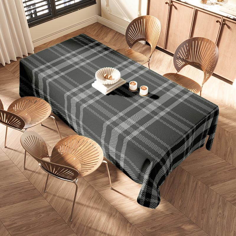 Plaid Tablecloth Indoor Solid Color Dining Room Home Decoration Waterproof Washable Modern Style Restaurant Cover 130X265Cm