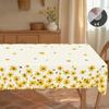 1 штука скатертей круглой и прямоугольной формы с цветочным рисунком в весенне-летней тематике, доступных в различных размерах, с принтом в виде желтых ромашек и пчел