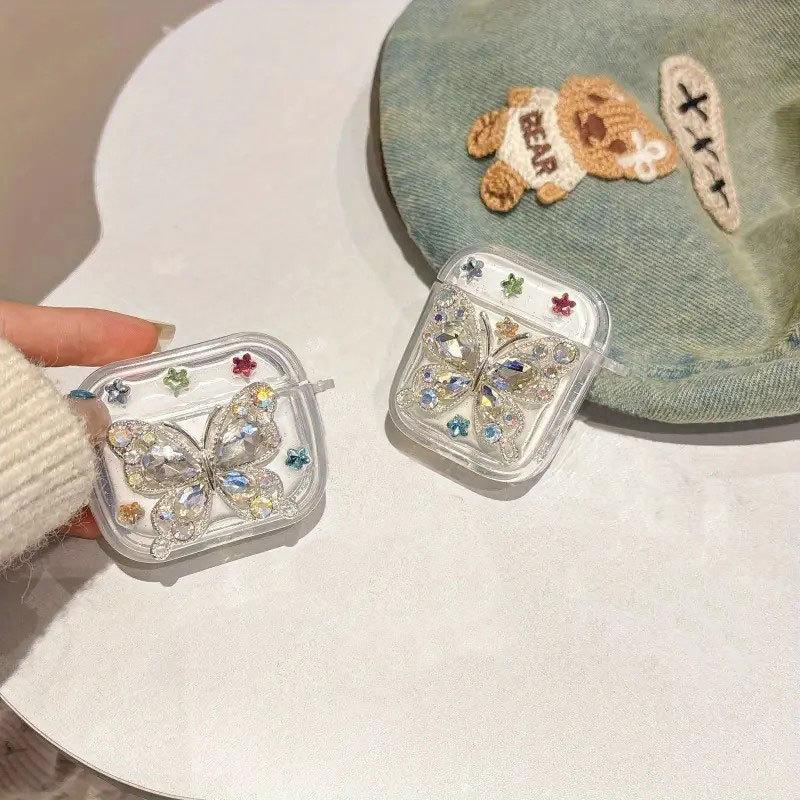 ins transparent three-dimensional butterfly suitable for AirPods1/1st generation protective case Apple pro/1 wireless bluetooth headset cover