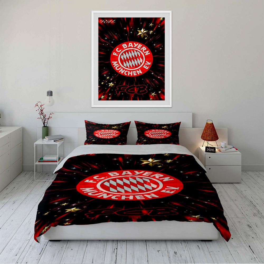 FC Bayern München Bedding Set Bedding Duvet Cover Set Duvet Cover Pillowcases Home Decor (1 * Duvet Cover 2 * Pillowcases, without duvet insert)