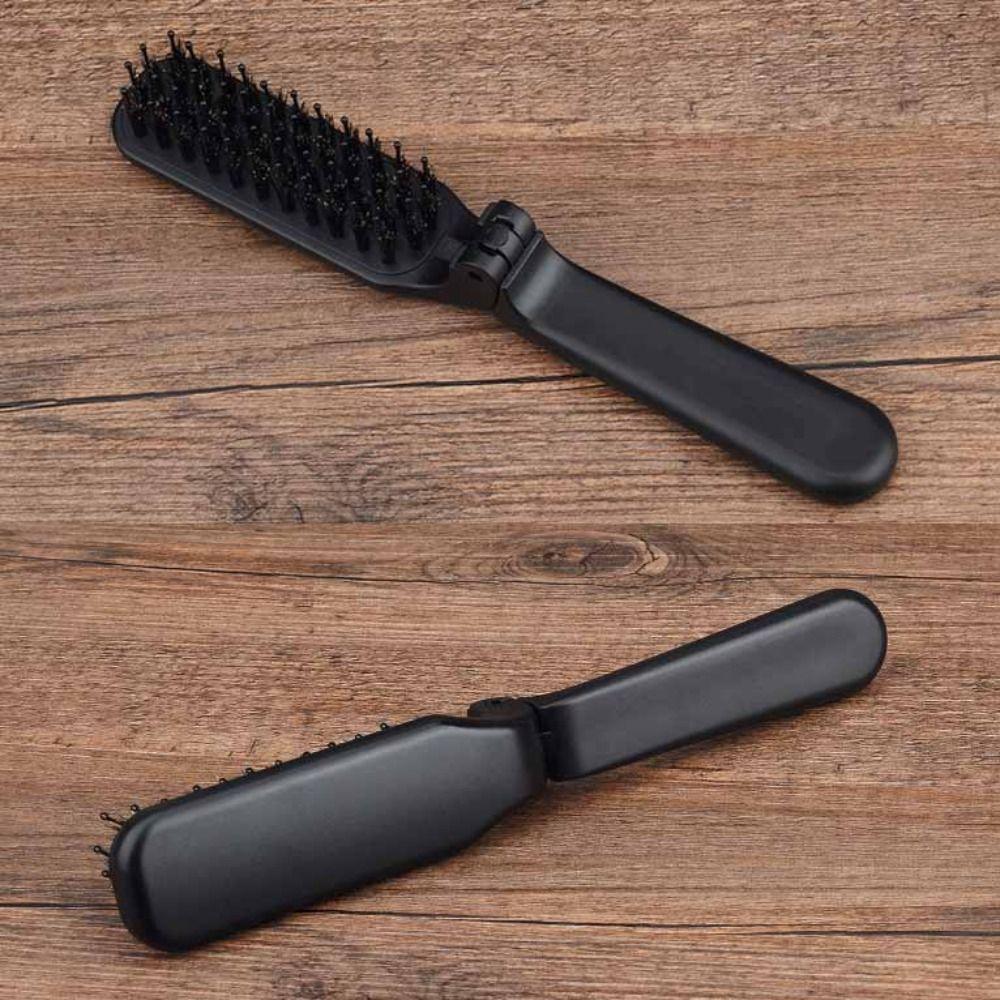 Curly Hair Dual Use Hair Comb Pig Mane Massage Comb Straight Roll Comb Beard Brush Folding Comb