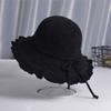 Lady Autumn Winter Chenille Fisherman Hat Solid Color Bowknot Wild Pleated Sunshade Retro Hat