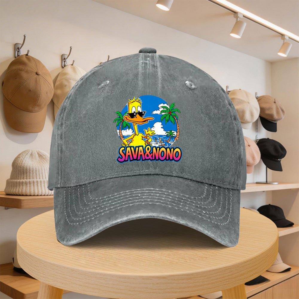 A MenS Baseball Cap Featuring a SAVANONO Duck Design This Stylish And Casual Hat Is Adjustable And Perfect for Outings During