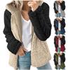Women's Fashion Plush Zipper Long Sleeve Stitching Warm Sweater Tops Coat Winter