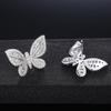 Huitan Delicate Butterfly Stud Earring for Women Full Pave CZ Stone Wedding Engagement Party Nice Accessories Beauty Bow Earring