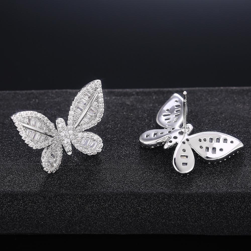 Huitan Delicate Butterfly Stud Earring for Women Full Pave CZ Stone Wedding Engagement Party Nice Accessories Beauty Bow Earring