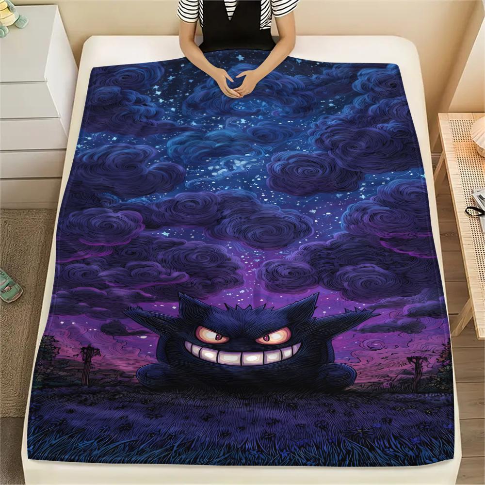 Gengar Print Flannel Blanket,High quality Comfortable for All Seasons,Home Decor,Warmth and Comfort,Perfect for Christmas Gifts