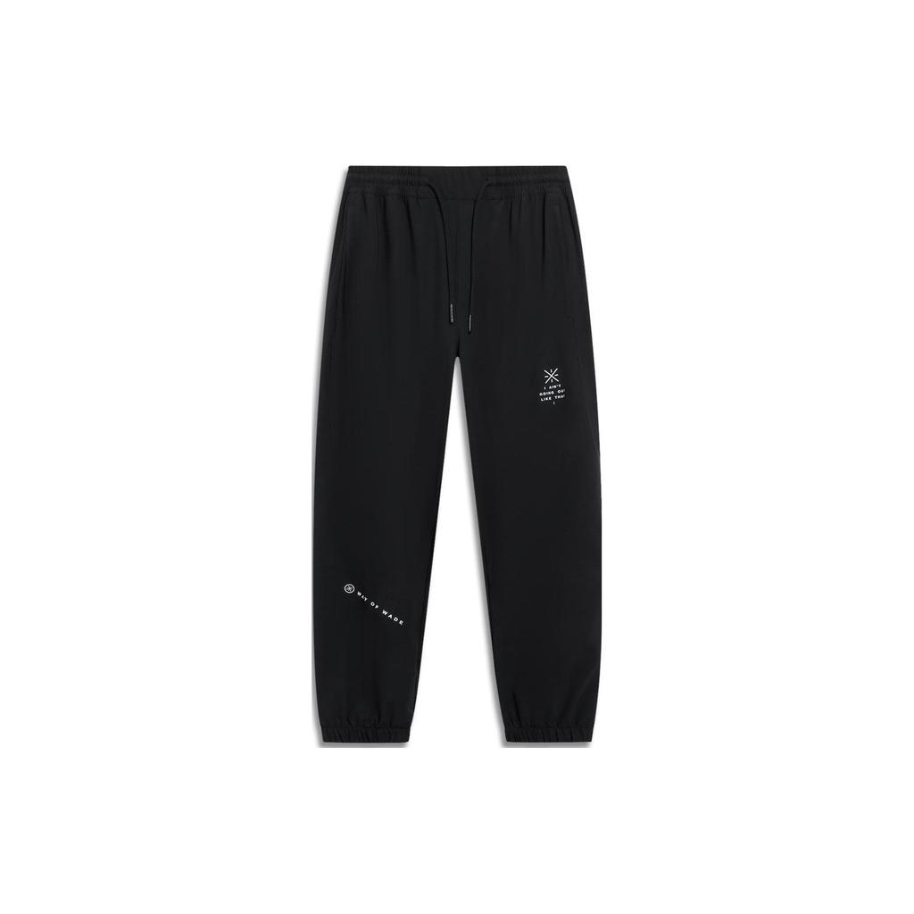 Li-Ning Wade Series Letter Print Cuffed Knitted Sports Pants Men Bottoms Black AKYU461-1