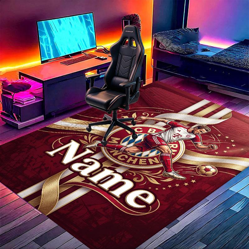 Custom Name Personalized FC Bayern Munich Print Carpet, Versatile Home Decor Rug, for Playroom, Apartment, Balcony, Entryway, Hallway Gift