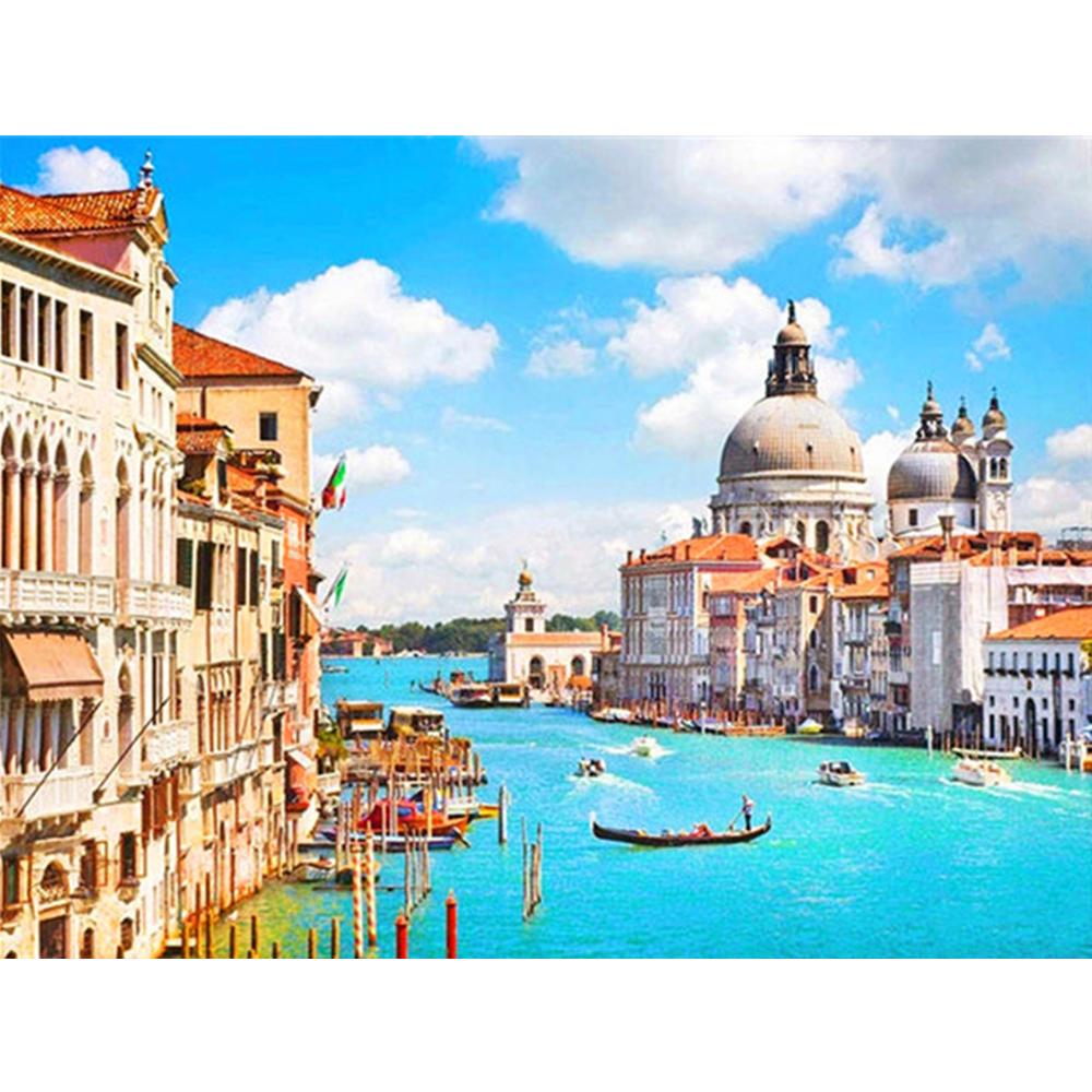 5D DIY Полный дрель Алмазная картина Город Венеция Искусство Rhinestone Craft Kit Алмазная вышивка Пейзаж Мозаика Домашний декор