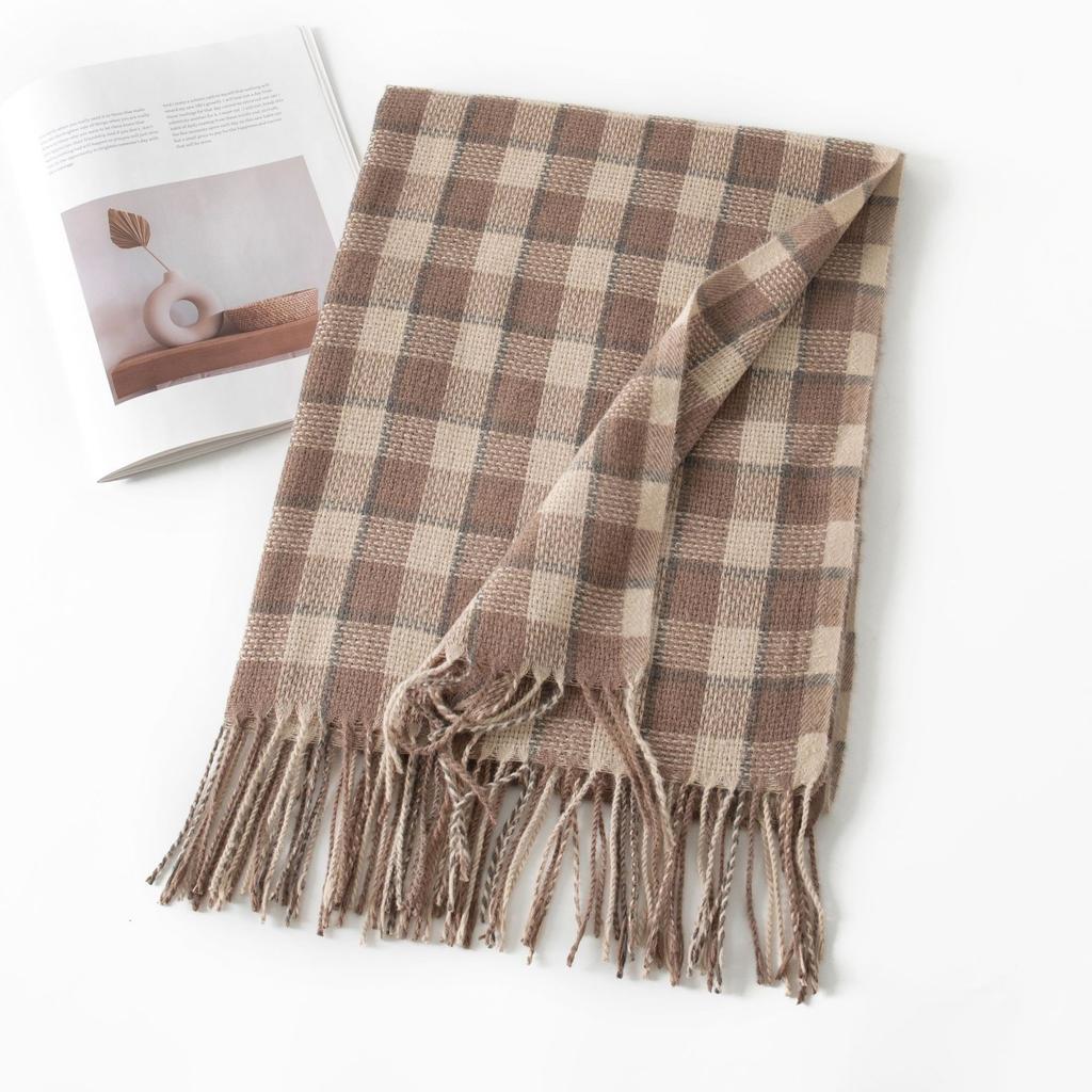British Style Scarf Women's Winter High End New Autumn and Winter Thickening Versatile Atmosphere Warm Scarf