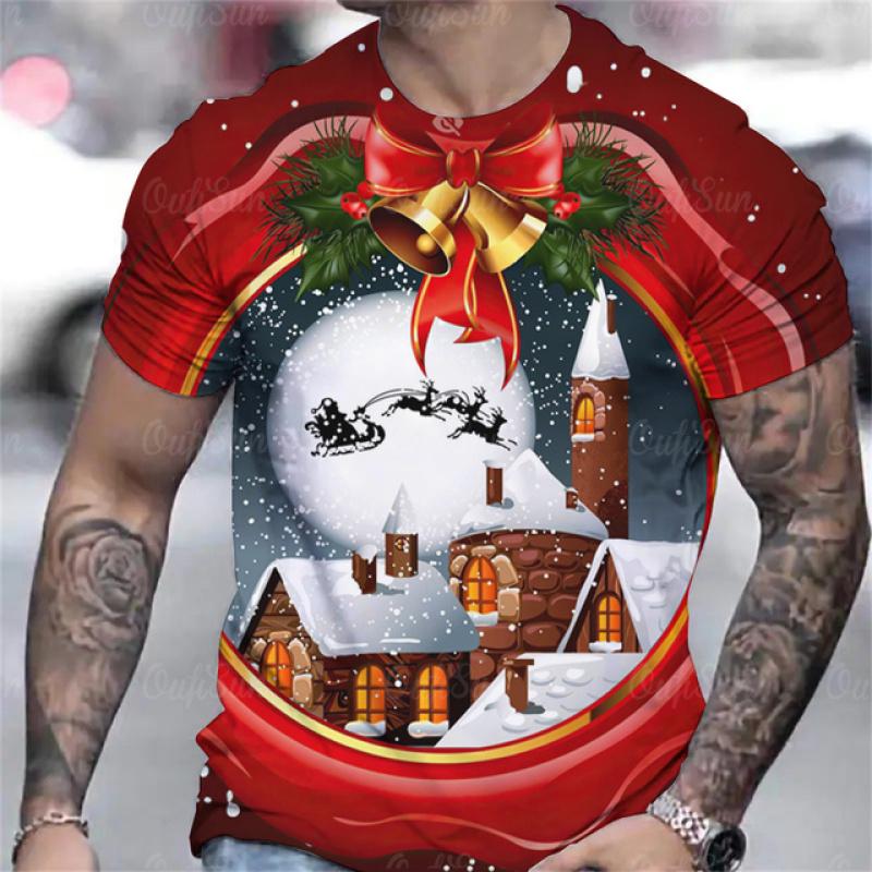 Hot Sell Christmas T-Shirt For Men 3d Snowman Printed Men'S Clothing Street Designer Short Sleeve Tshirts Daily Casual Tops Tees