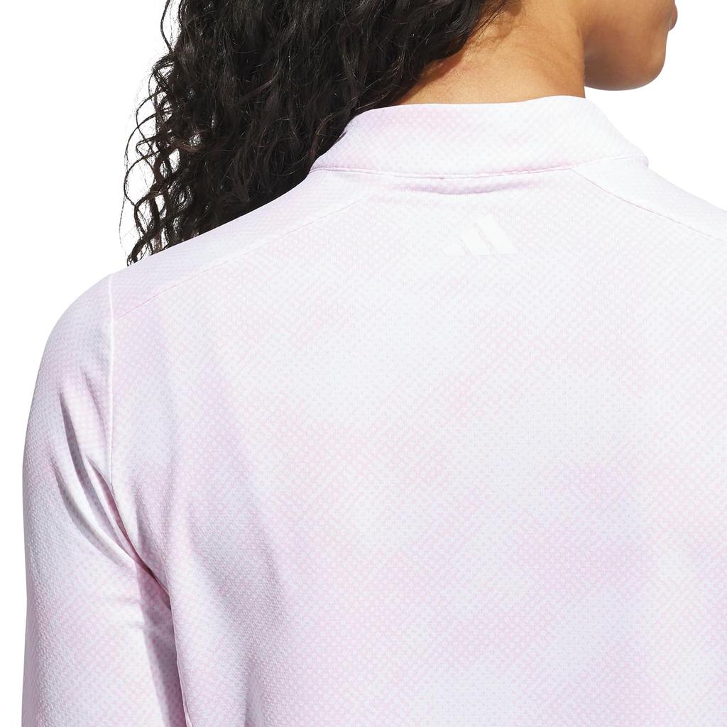 Women's Golf Top adidas Ultimate365 Printed Quarter Zip Mock Neck Short Sleeve Recycled Polyamide KTB45