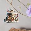 Yousheng Coffee Cup Christmas Tree Ornaments 2D Acrylic Winter Snow House Hot Chocolate Mug Shape Hanging Decoration for Holiday Tree Decor