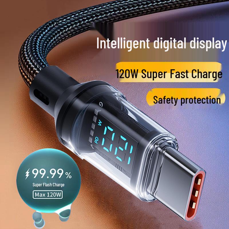Кабель для сверхбыстрой зарядки 120 Вт с двумя разъемами Type-C для ноутбуков Apple, Huawei и Honor