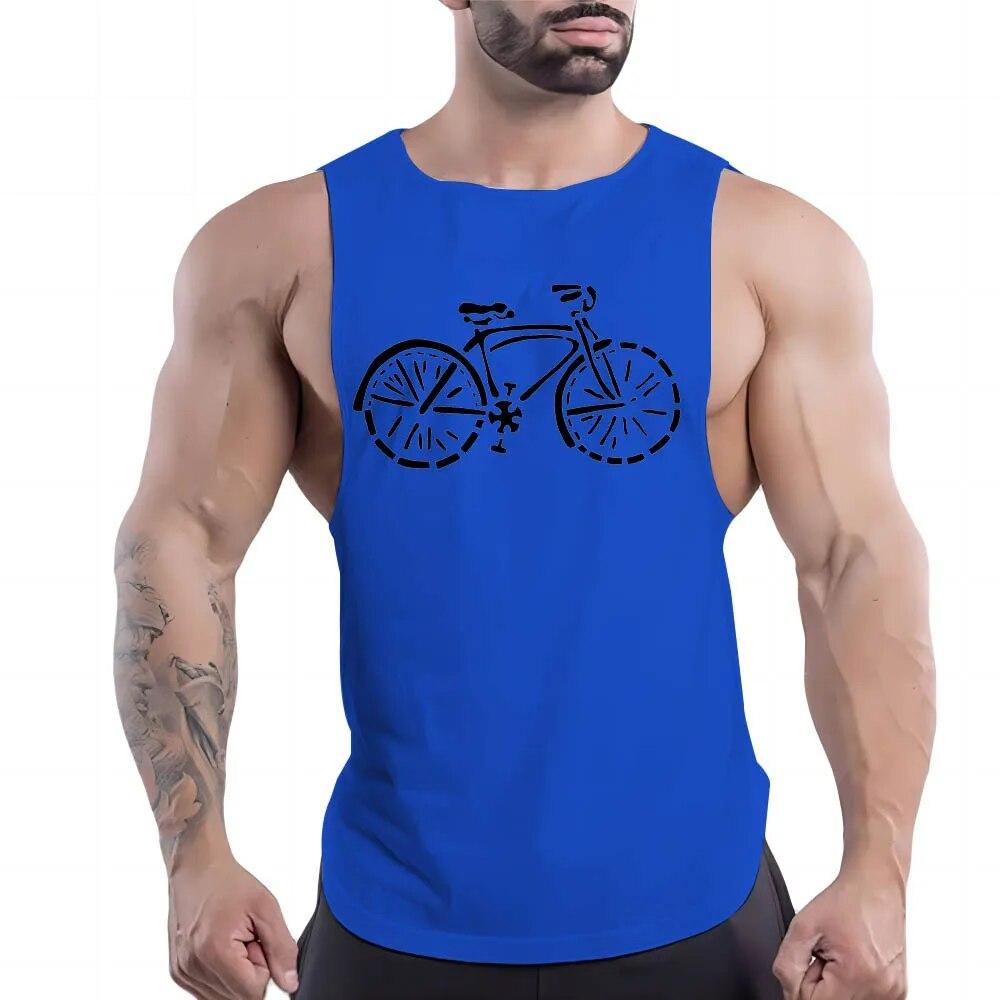 Summer Adult Men'S Outdoor Fitness Casual Sports Crew-Neck Vest Creative Bike 2d Print Breathable Quick-Drying Sleeveless Shirt