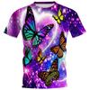 Butterfly 3D All-Over Printed Kids Short Sleeve T-Shirt Loose Summer Top For Boys Girls Daily Outdoor Play Wear