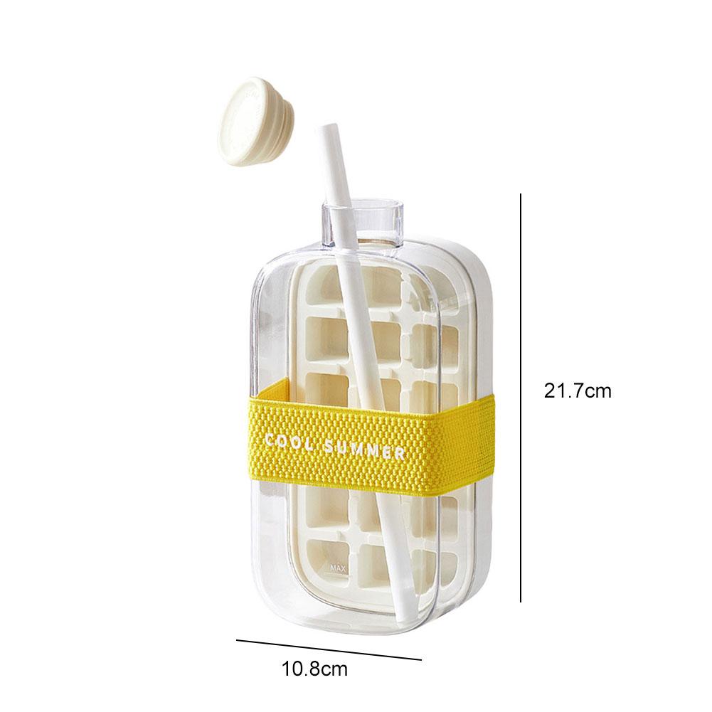 Ice Cube Tray With Straw 2-in-1 Ice-make Pressing Mould Silicone Ice Cube Tray Outdoor Beverage Cup Ice Drink Water Bottle