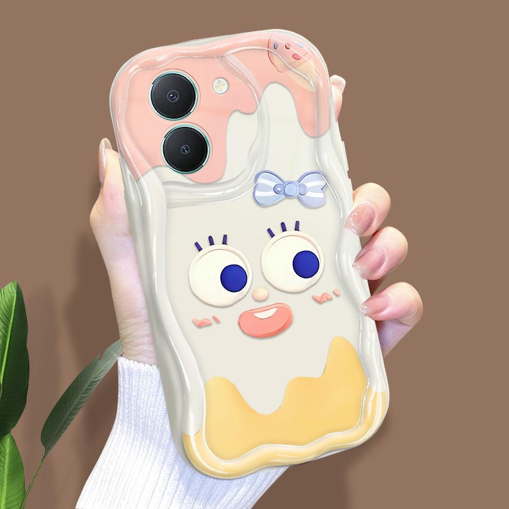 Милый мультяшный узор, кремовая текстура, мягкий силиконовый чехол с волнистыми краями, чехол для телефона для Vivo