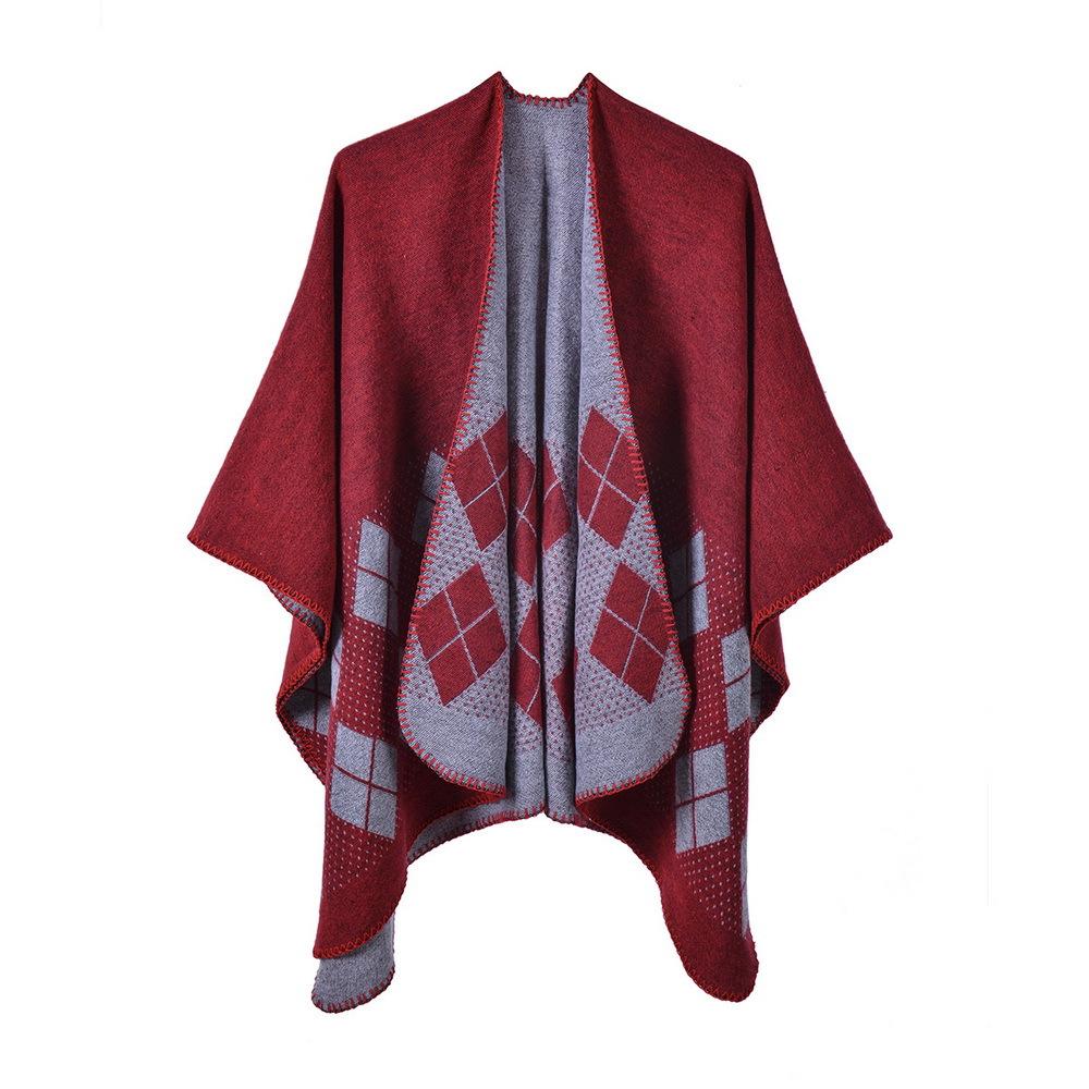 Ponchos Coat Cashmere Scarves Women Winter Warm Shawls And Wraps Pashmina Thick Capes Blanket Femme Scarf