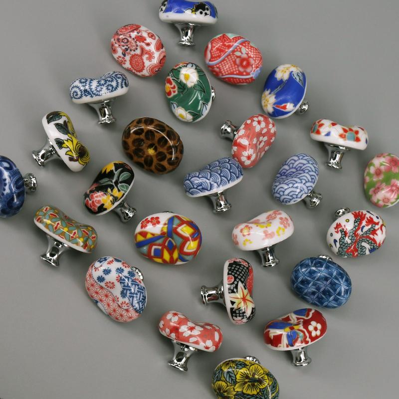 Cute Countryside Ceramic Furniture Knobs Decorative Cabinet Cupboard Pull Handles Nursery Kitchen Drawer Knob