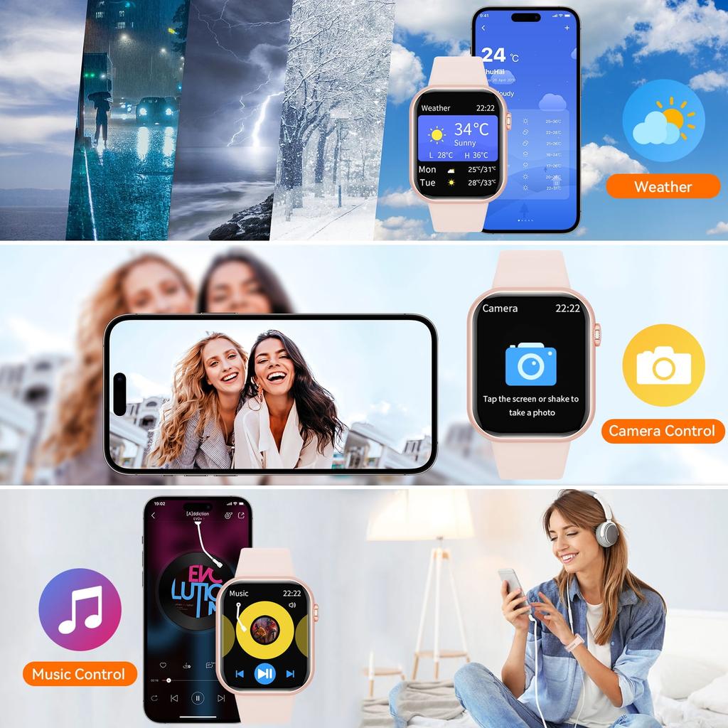 Smart Watch, 1.85-inch Touch Screen Activity Fitness Tracker Watch,  IP67 Waterproof Sports Step Counter, Suitable for Android Iphone Devices